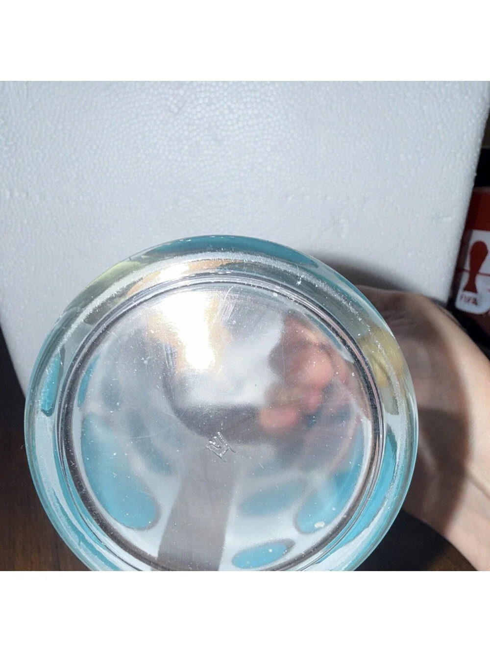 Set of 5 Vintage Mid Century Modern  Aqua Dot Highball Tumblers Drinking Glasses
